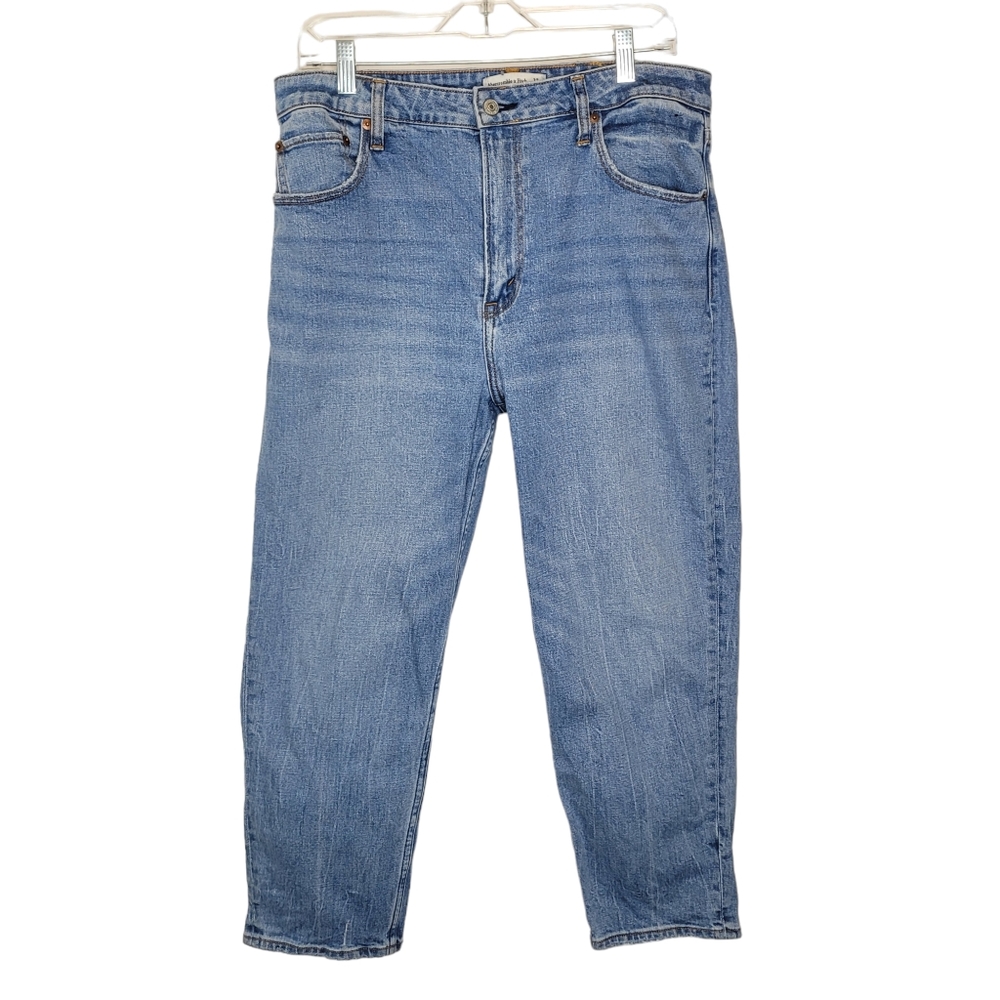 Abercrombie Fitch The Mom High Rise Ankle Jeans 14 Medium Wash